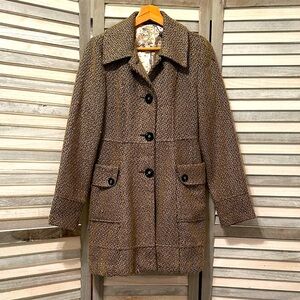 Anthropologie Tulle Brown Tweed Coat